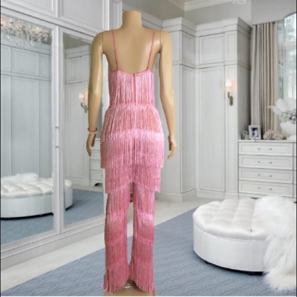 1 Left! Pink Fringe Jumpsuit - Picture 3 of 3